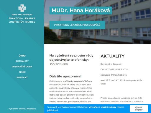 na vyšetření se prosím vždy objednávejte telefonicky: 799 516 385