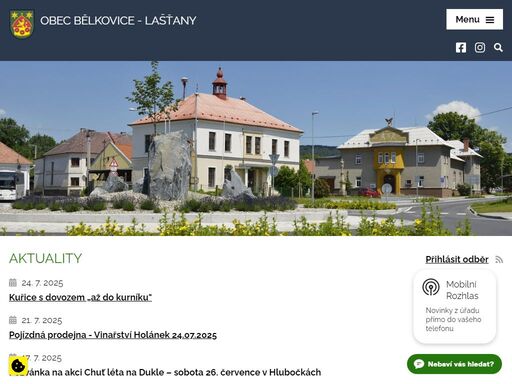 naše obec v podhůří nízkých jeseníků má 2313 obyvatel (rok 2023). rekreační oblast bělkovické údolí nabízí 128 chat. navštivte nás.