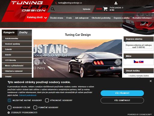 tuning, racing, performance a autodoplňky pro motor, podvozek, interiér a exteriér jako jsou kola, brzdy, tlumiče, podvozky, stabilizátory, podložky, pružiny, nitro systémy, intercoolery, turba, filtry, blow ventily, lsd doors, spoilery, nárazníky,..