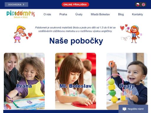 pididomek - soukromá mateřská škola a jesle pro dětí od 1,5 do 6 let se vzděláváním zážitkovou metodou a s rozšířenou výukou angličtiny. pobočky v praze a v mladé boleslavi.
