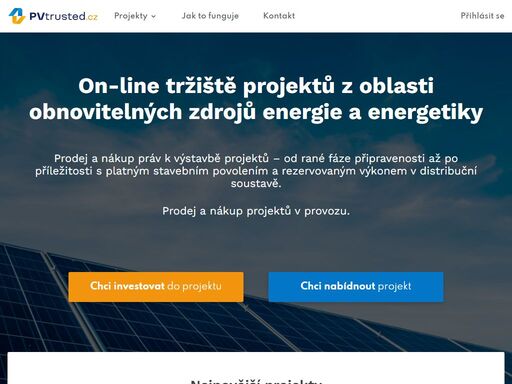 nabídněte nebo investujte do projektů v oblasti výstavby a provozu obnovitelných zdrojů energie v různých stupních rozpracovanosti.