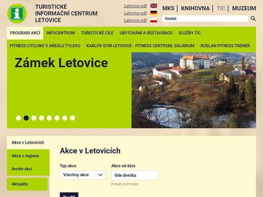 web mks letovic, tic letovice a knihovny letovice