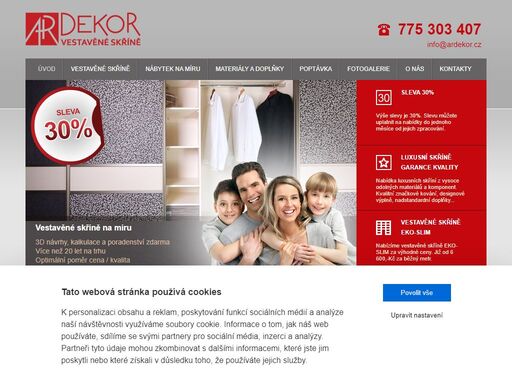 vestavěné skříně na míru s prodlouženou zárukou až 20 let. výroba vestavěných skříní, ložnic a dětských pokojů.