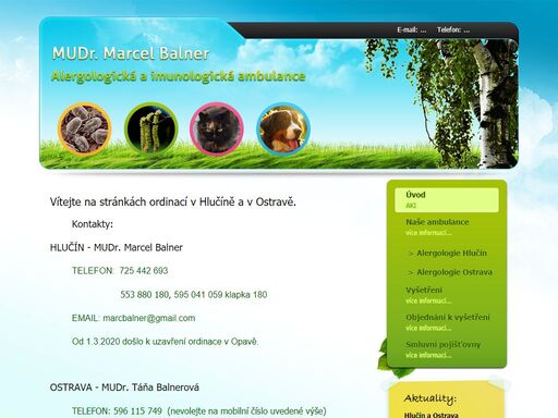 informační stránky o alergologické ordinaci mudr. marcela balnera