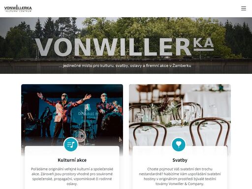 vonwillerka - kulturní centrum žamberk. jedinečné místo pro kulturu, svatby, oslavy a firemní akce v žamberku