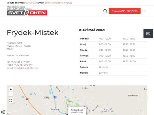 pobočka společnosti svět oken frýdek místek nabízí do konce měsíce se slevou  plastová okna, plastové dveře, hliníková okna, hliníkové dveře, garážová vrata, balkóny a lodžie a stínící techniku.
