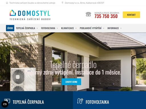 domostyl s.r.o. - tepelná čerpadla, fotovoltaika, klimatizace a podlahové vytápění. odborná instalace a poradenství. tepelná čerpadla výrobců nibe, lg, panasonic, hitachi, bosch, viessmann