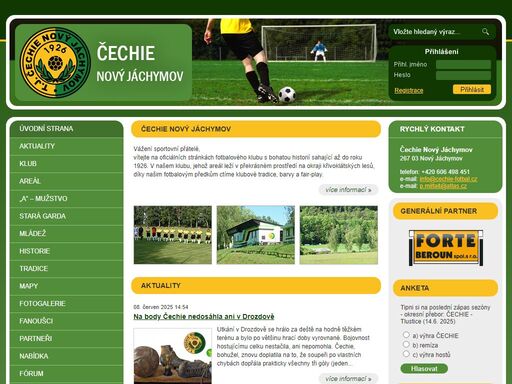 fotbalový klub čechie nový jáchymov, kalendář akcí, historie klubu, soupisky mužstev, fotogalerie, kontakt. 