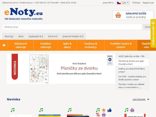 prodej not, hudebniny. nabízíme noty pro malé i velké, začínající i zkušené, noty pro klasiku, jazz i populární hudbu, noty pro zpěv i hudební nástroje, noty pro hudební soubory a sbory, noty pro jazzové i velké orchestry, písničky, akordy, zpěvníky