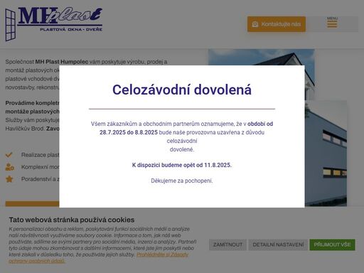 mh plast humpolec, specialisté na plastová okna v okresech pelhřimov, havlíčkův brod a jihlava. využijte prodej a montáž plastových oken.