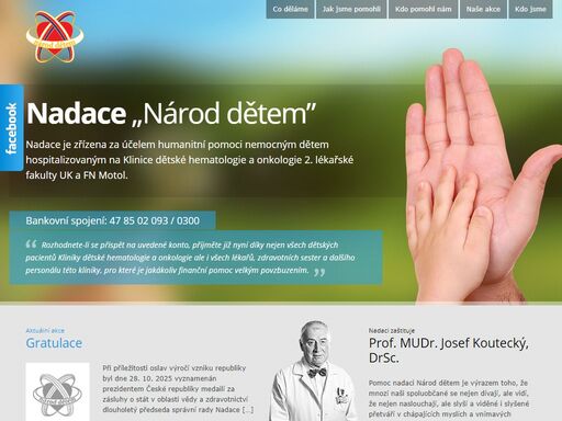 nadace narod detem, narod detem, nadace, humanitni pomoc nadace národ dětem - pomoc nemocným dětem hospitalizovaným na klinice dětské hematologie a onkologie fakultní nemocnice v praze 5 motole.