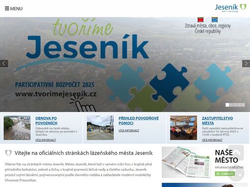 vítejte na oficiálních stránkách lázeňského města jeseník

vítáme vás na stránkách města jeseník. město jeseník, které leží v samém srdci hor, v krajině pl