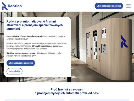 řešení firemního stravování – od pronájmu automatů na kávu a jídlo až po kompletní kantýny na klíč. vlastní technologie se servisem a vzdálenou správou.