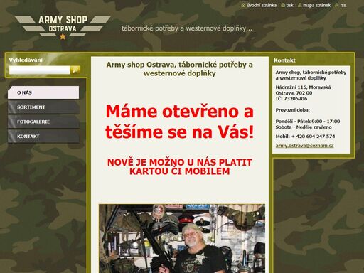 nejstarší army shop v ostravě s širokým sortimentem