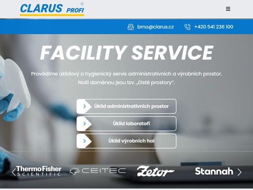 clarus profi - profesionální úklidová firma, brno ? přes 25 let na trhu ? poskytujeme úklidové služby, kompletní úklidový servis a hygienický servis budov