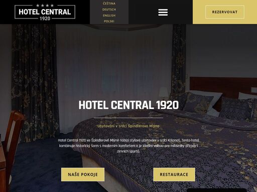 hotel central 1920 se nachází v centru města špindlerův mlýn, nejznámějším lyžařském a relaxačním středisku v české republice. jedná se o hotel s bohatou