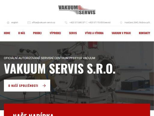  vakuum servis s.r.o. je servisním centrem společnosti pfeiffer vacuum, a také zastoupením firem vat vakuumventile, scia systems a hsr ag. 