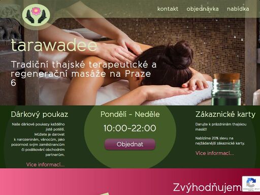 tarawadee - thai massage dejvice, tradiční thajské regenerační a terapeutické masáže. slevový program pro stálé zákazníky. objednávka online.