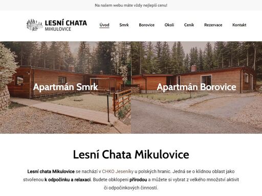 lesní chata mikulovice - 2 apartmány o rozloze 150 m2 / každý má tři ložnice / prostorná kuchyň a koupelna / sauna / wifi / pračka / sušička