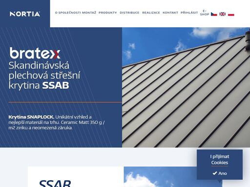 nortia products je výhradním dodavatelem produktů bratex na českém a slovenském trhu. v naší nabídce najdete švédské střešní krytiny ssab, ruukki, lindab, trapézové plechy, střešní okna velux, fakro, roto, okapy struga 