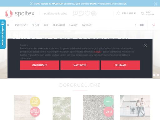 spoltex - distribuce a prodej podlahových krytin: koberce, vinylové podlahy, laminátové a dřevěné podlahy, lino