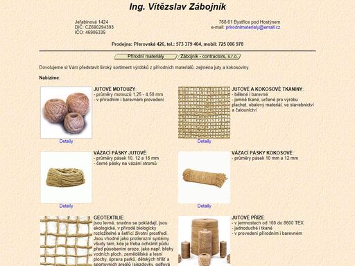 ing. vítězslav zábojník - přírodní materiály