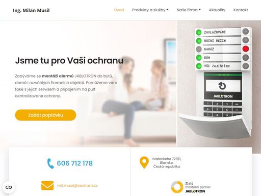 zabýváme se montáží alarmů jablotron do bytů, domů i rozsáhlých firemních objektů.