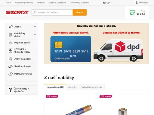 samashop - sama s.r.o. - alobal, pečící papír, potravinová fólie,frisch fólie, svačinový papír, pečící archy, kadeřnický alobal