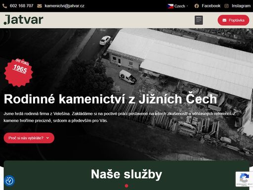 rodinné kamenictví jatvar ve velešíně – interiéry, exteriéry, hřbitovní architektura. kámen vybíráme osobně, záruka až 15 let. napište nám.