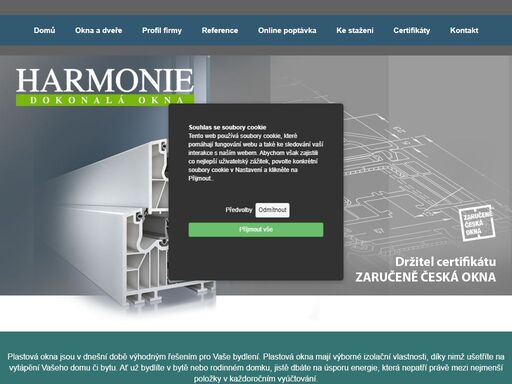 společnost harmonie brno, s.r.o. vyrábí plastová okna a plastové dveře.plastová okna a dveře, balkónová okna, vchodové dveře.okna a dveře s tradicí.