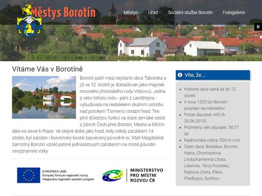 oficiální webové stránky městyse borotín