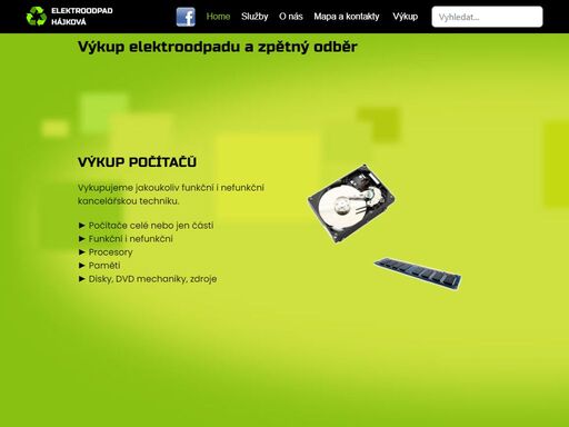 výkup, ekologická likvidace a odvoz elektroodpadu, kabelů a počítačových komponentů.