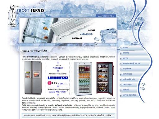 frostservis, petr mrňák -  - chladírenská technika, mrazící zařízení, technologie nofrost, záruční, pozáruční a autorizovaný servis