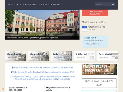 základní škola paskov, okres frýdek-místek, příspěvková organizace je úplná škola s devíti postupnými ročníky. součástí je školní družina, školní jídelna.