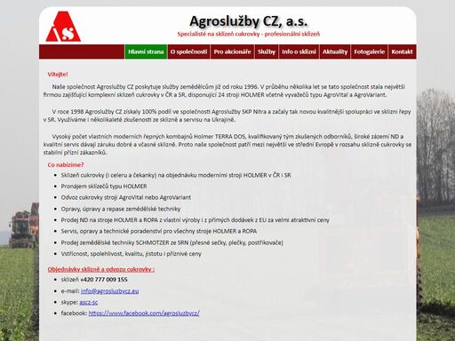 oficialní stránka společnosti agroslužby cz, a.s.