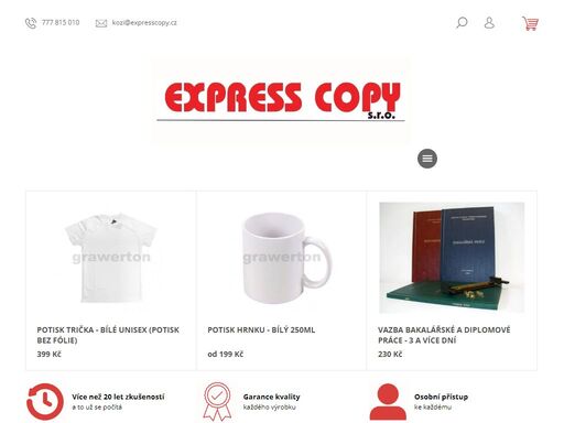 vítejte v našem kopírovacím centru. jsme express copy s.r.o. - kopírovací centrum se sídlem v brně v blízkosti jakubského náměstí - naproti cukrárně aida
ručíme za kvalitní barevný, černobílý tisk a další služby jako laminování, vazby či potisky propagačních předmětů v nejvyšší kvalitě za příjemné ceny.
potřebujete…
