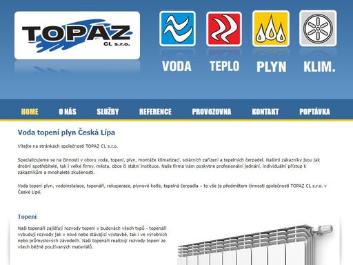voda topení plyn, vodoinstalace, topenáři, tepelná čerpadla, plynové kotle – to vše je společnost topaz cl s.r.o. česká lípa.