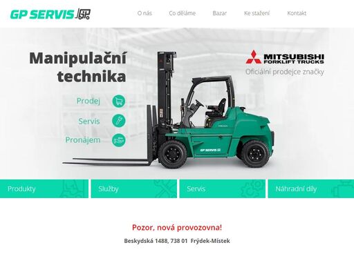 naše firma se zabývá prodejem, pronájmem a servisem vysokozdvižných, nízkozdvižných a paletovacích vozíků, prodejem nových vozíků značky mitsubishi. zajišťujeme servis a pronájem vzv po celém území čr. firma zajišťuje záruční a pozáruční servis manipulační techniky mitsubishi mobilními dílnami s dobou příjezdu do 24 hodin od nahlášení požadavku.