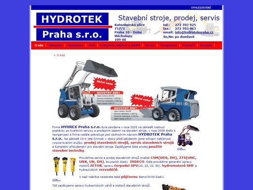 firma hydrotek praha s.r.o. prodává a zajišťuje servis na stavební stroje značek csm(uds, dh), zts(unc, unk, un, dh) a bourací kladiva indeco.