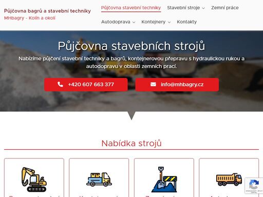 půjčovna stavební techniky i s možností profesionální posádky. nabízíme stavební stroje a bagry, autodopravu a kontejnerová auta.