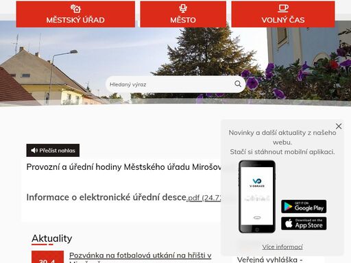 oficiální stránky města mirošov