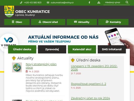 oficiální stránky obce kunratice