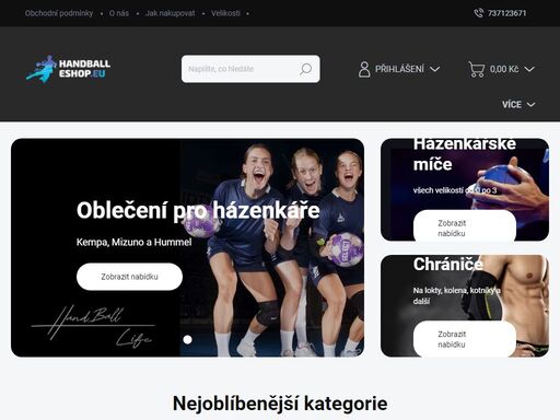 kompletní vybavení pro házenou na jednom místě