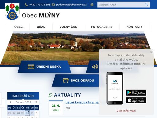 oficiální stránky obce mlýny
