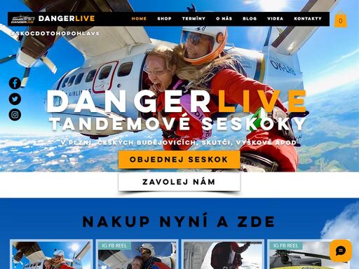 tandemový seskok z výšky 4000 metrů v plzni nebi klatovech. dangerlive tandemové seskoky - záruka kvality.