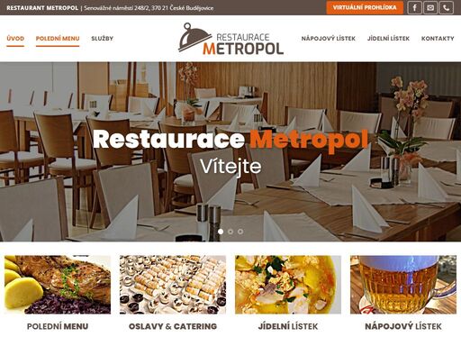 zrekonstruovaná restaurace metropol působí elegantně a láká na kvalitní českou kuchyni s výborným servisem. 