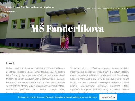 stránky mateřské školy fanderlíkova brno