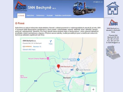 snn stavební a obchodní firma a.s. bechyně