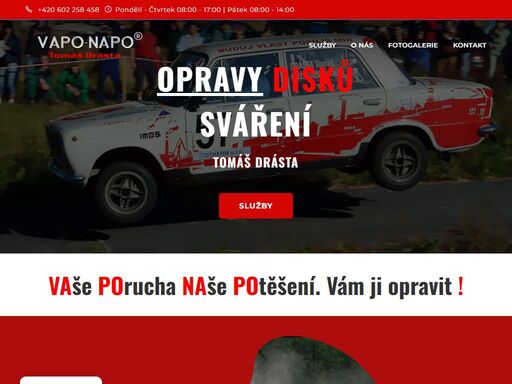 oprava disků sváření praha čimice, vapo-napo opravy, sváření, obrábění, rovnání hliníkových disků i motocyklových litých ráfků. naše soukromá živnost začala již v roce 1988 na povolení národního výboru.s možností podnikat se rozvíjela dále, hlavně v oboru specializovaného sváření. pomocí špičkových svařovacích zdrojů fronius a přídavných materiálů castolin a colmonoy je pro nás potěšením svařovat. disponujeme zařízením určeným přímo na opravy alu disků i obráběcími stroji. jsme velkými a aktivními příznivci motoristického sportu a řada našich sportovních přátel je i našimi zákazníky. samozřejmostí jsou u nás platné svářečské průkazy a pravidelné školení, mistrovské zkoušky a další vzdělání technického směru, sledujeme a využíváme nové technologie.