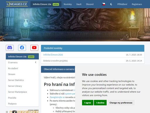obecné informace o serveru infinite elmore - high five 10x.